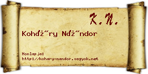 Koháry Nándor névjegykártya