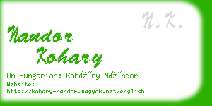 nandor kohary business card